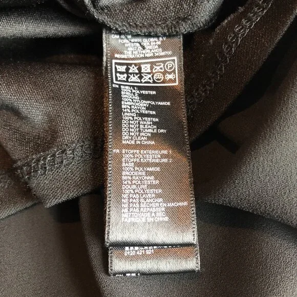 Black Dress Rhinestone Embellishment Embroidered Lace Size M Forever 21 Evening - Picture 13 of 16